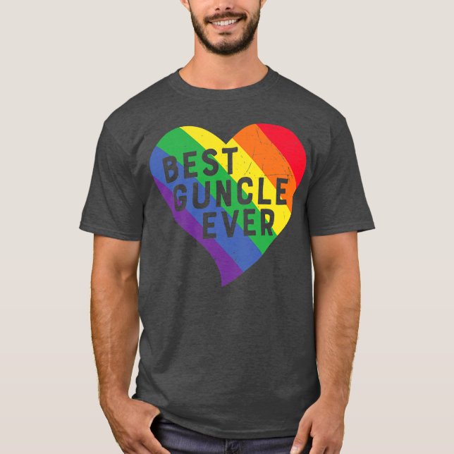 Best Guncle Ever Uncle LGBTQ Pride Rainbow Flag T-Shirt (Front)