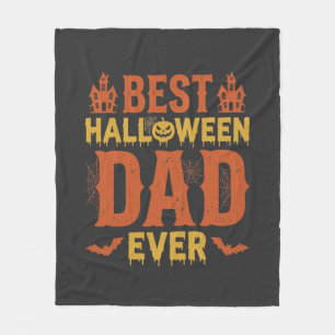 Best Halloween Dad Ever Vintage Distressed Design Fleece Blanket