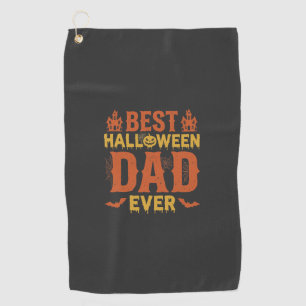 Best Halloween Dad Ever Vintage Distressed Design Golf Towel