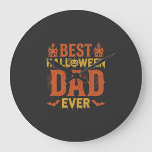 Best Halloween Dad Ever Vintage Distressed Design Large Clock