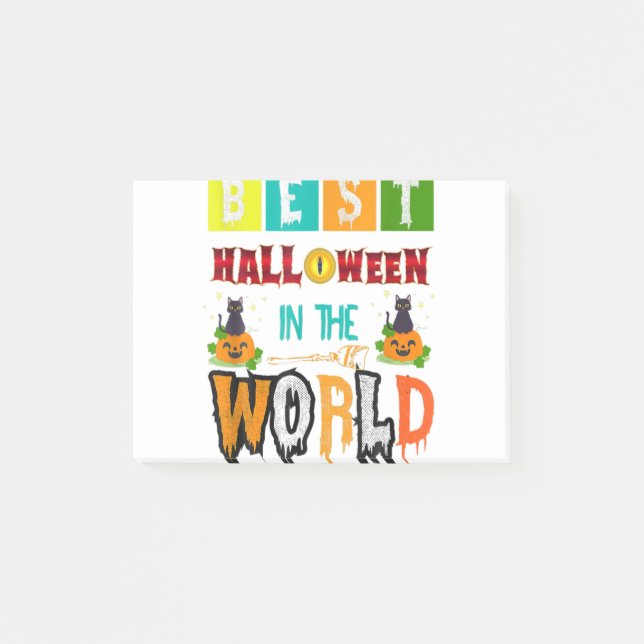 Best Halloween In He World With Pumpkins Cat Post-it Notes (Front)