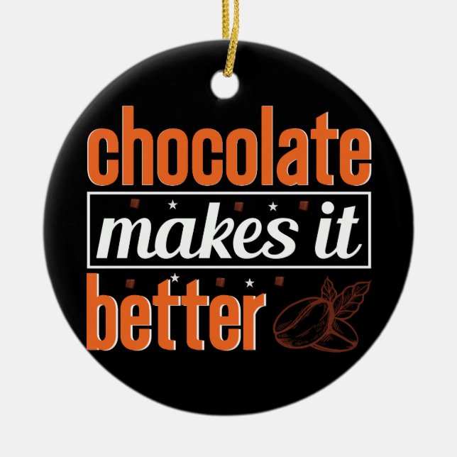 best happy chocolate day design vector ceramic ornament (Front)