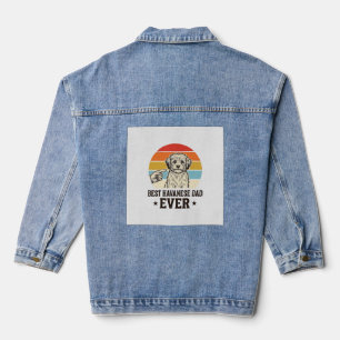 Best Havanese Dad Ever Vintage Dog Shirt Design_1 Denim Jacket