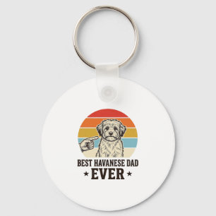 Best Havanese Dad Ever Vintage Dog Shirt Design_1 Key Ring