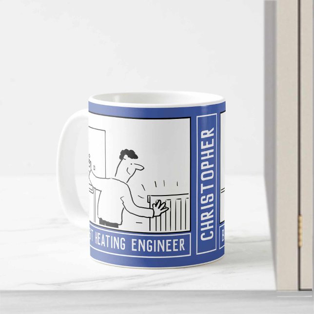Best Heating Engineer Cartoon with Name Choice. Coffee Mug (Creator Uploaded)