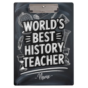 Best History Teacher Chalkboard Design Clipboard