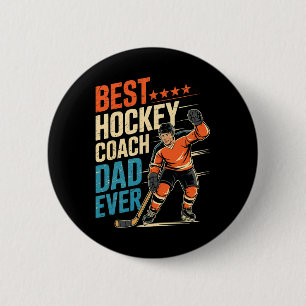 Best Hockey Coach Dad Ever Father's Day For Dad 6 Cm Round Badge