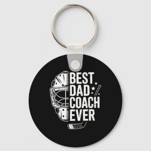 Best Hockey Dad Coach Ever Retro Father Hockey Coa Key Ring