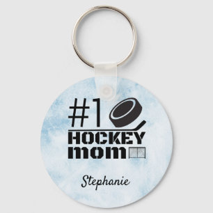 Best Hockey Mum Keychain number one blue ice