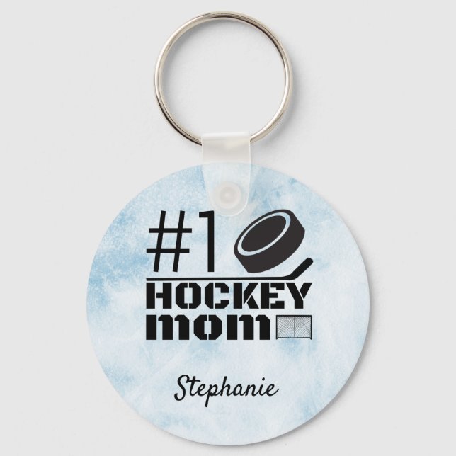 Best Hockey Mum Keychain number one blue ice (Front)
