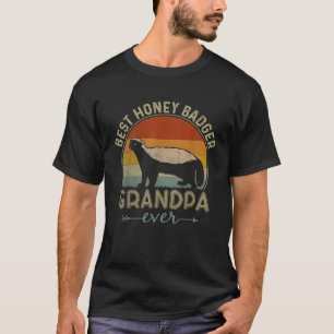 Best Honey Badger Grandpa Ever Retro Graphic Fathe T-Shirt