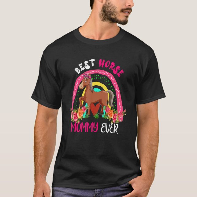 Best Horse Mommy Ever Cute Horse Bow Tie Farm Moth T-Shirt (Front)