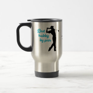 Best Hubby By Par Golfer Blue Black Silhouette Travel Mug