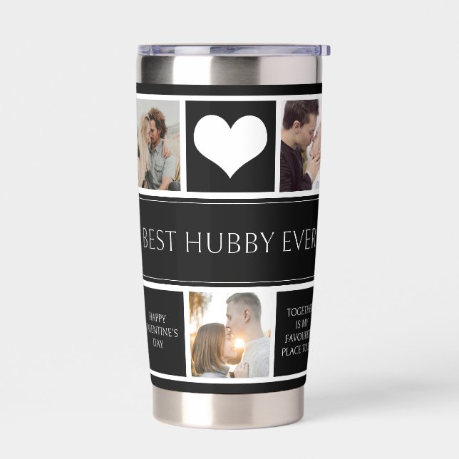Best Hubby Ever Photo Collage Minimalist  Insulated Tumbler (Left)