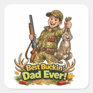 Best hunting dad ever funny hunter gift idea square sticker
