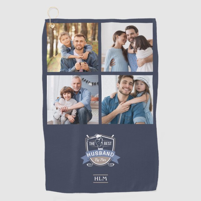 Best Husband By Par Personalised Photos Golf Towel (Front)