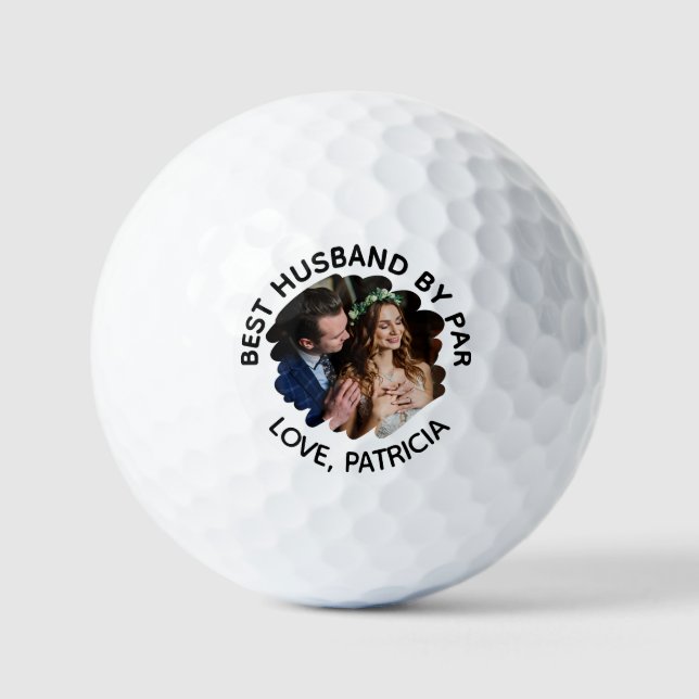 Best Husband by Par with Custom Photo & Text Golf Balls (Front)