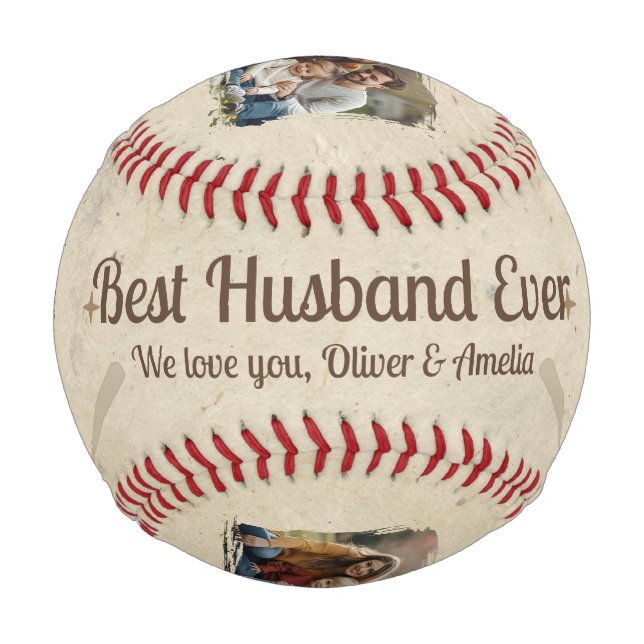 Best Husband Ever 2 Photo Keepsake Gift Baseball (Front)
