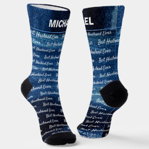 Best Husband Ever   Blue Dream Abstract  Socks