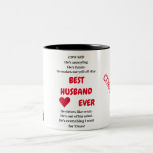 Best Husband ever & Man in tuxedo silhouette Two-Tone Coffee Mug