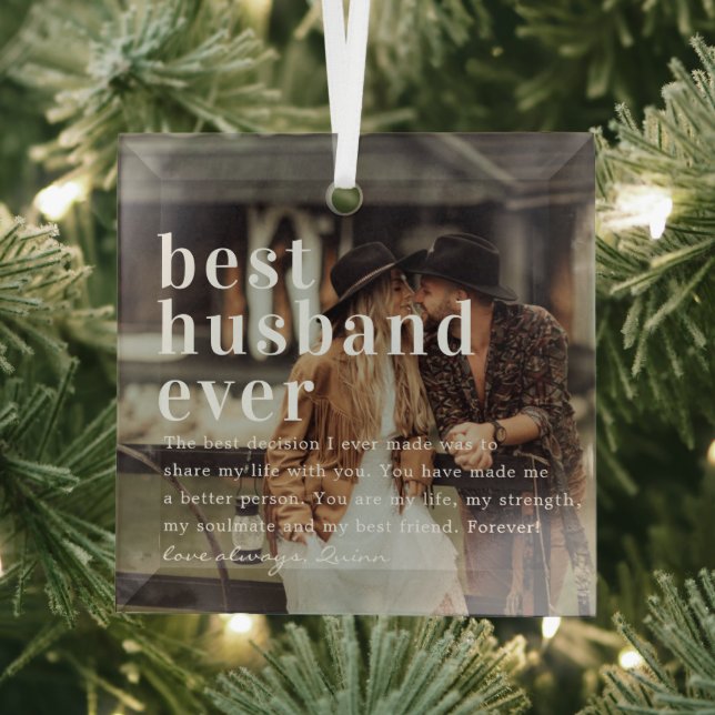 Best Husband Ever | Quote & Photo Gift  Glass Tree Decoration (Insitu)