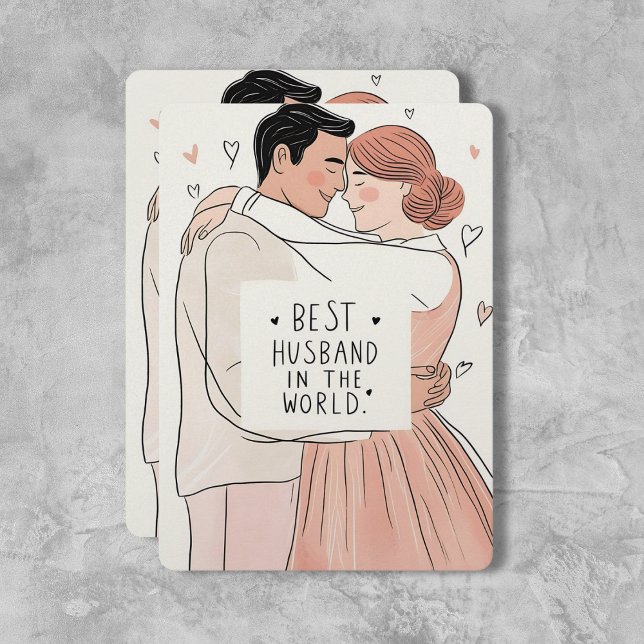 "Best Husband in the World" Greeting Card  ("Modern Love Embrace" Best Husband Greeting Card – Chic & Heartfelt!)