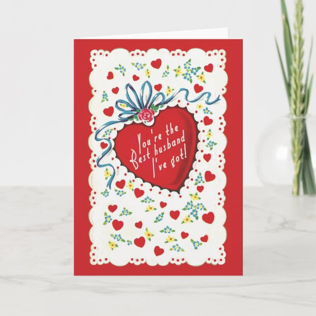 BEST HUSBAND - retro funny Valentines day card (Front)