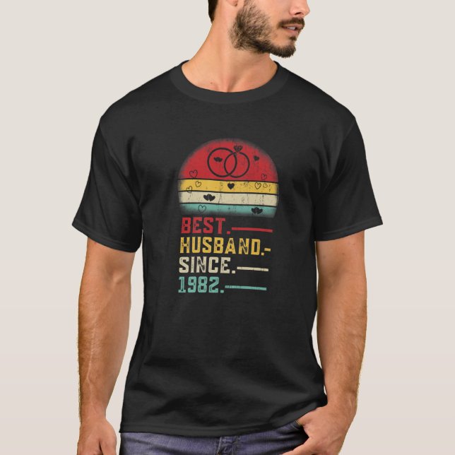 Best Husband Since 1982 Wedding Graphic 40Th Anniv T-Shirt (Front)