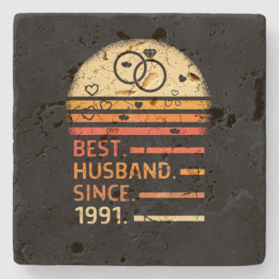 Best husband since 1991 retro vintage father's day stone coaster