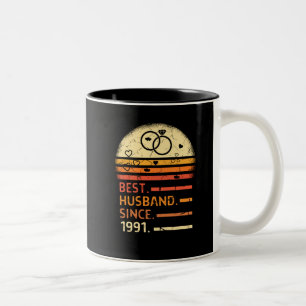 Best husband since 1991 retro vintage father's day Two-Tone coffee mug