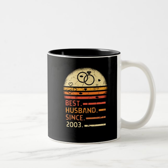 Best husband since 2003 retro vintage father's day Two-Tone coffee mug (Right)