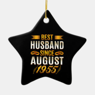 Best Husband Since August 1955 Funny Annivesary Ceramic Ornament