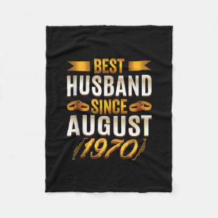 Best Husband Since August 1970 - Funny 50th Fleece Blanket