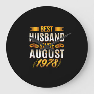 Best Husband Since August 1978 - Funny 42nd Large Clock