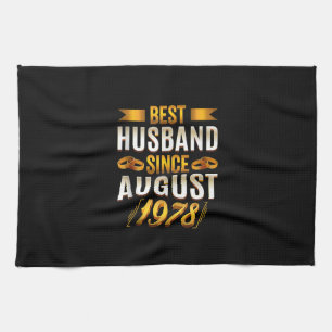Best Husband Since August 1978 - Funny 42nd Tea Towel
