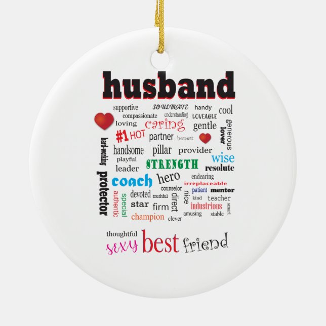 Best Husband Word Cloud Ceramic Ornament (Back)