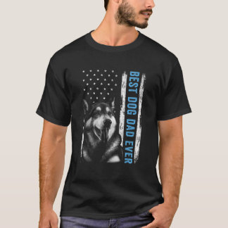 Best Husky Dad Ever Serbian Husky USA Flag Dog Dad T-Shirt