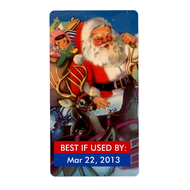 BEST IF USED BY Labels Canning Gifts Santa Sleigh (Front)