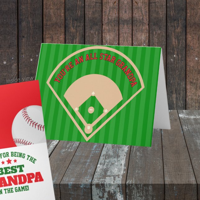 Best in the Game Baseball Personalised Gift Card (All Star Best in the Game Folding Greeting Card for Dad, Grandpa, Coach or anyone! )