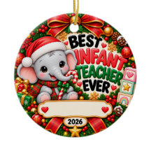 Best Infant Teacher Ever Cute Elephant Christmas