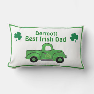 Best Irish Dad Vintage Handpainted Green Truck Lumbar Cushion
