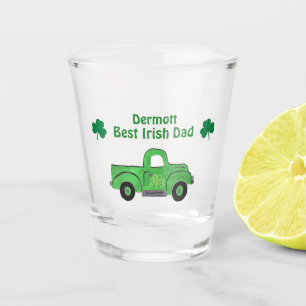 Best Irish Dad Vintage Handpainted Green Truck Shot Glass