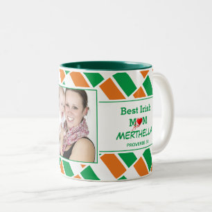 BEST IRISH MUM Personalised Photo FLAG OF IRELAND Two-Tone Coffee Mug