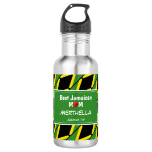 BEST JAMAICAN MOM Jamaica Flag Personalised 532 Ml Water Bottle
