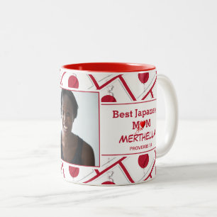 BEST JAPANESE MOM Personalised HINOMARU FLAG Photo Two-Tone Coffee Mug
