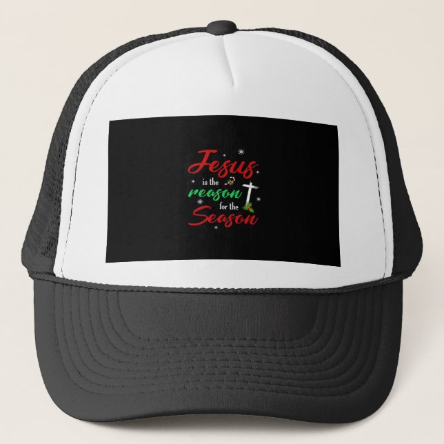 Best Jesus Is For Season Christmas Holiday Trucker Hat (Front)