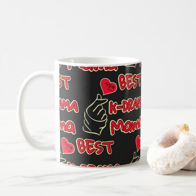Best K-drama Mama, Korean Drama Fan gift saranghae Coffee Mug (With Donut)