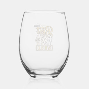 Best Kids in the World Vintage Family Typography D Stemless Wine Glass