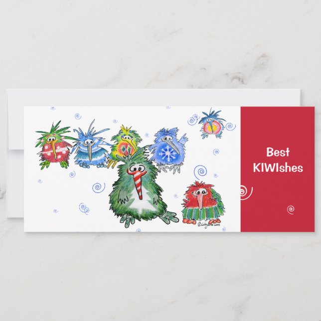 Best KIWIshes Kiwi Christmas Cartoon Card (Front)