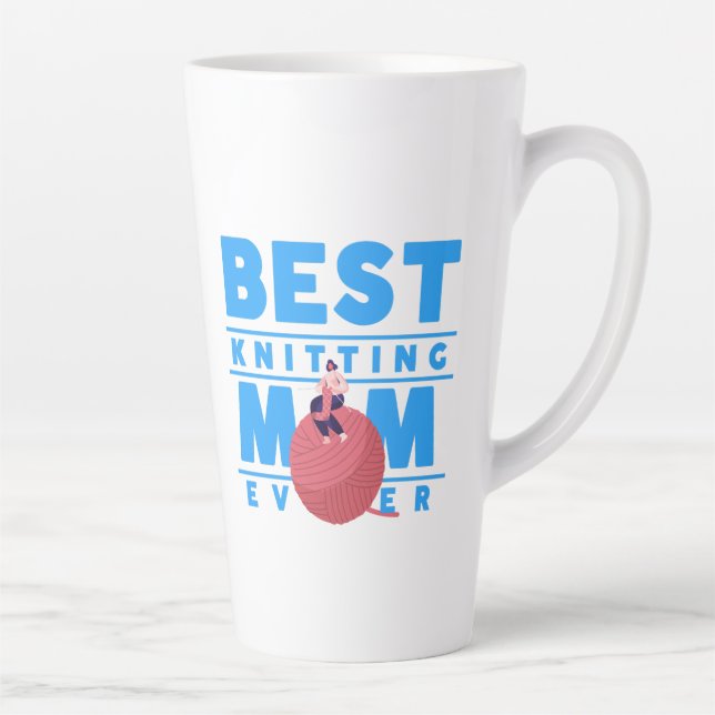 Best Knitting Mum Ever, Knitting Mum Latte Mug (Right)